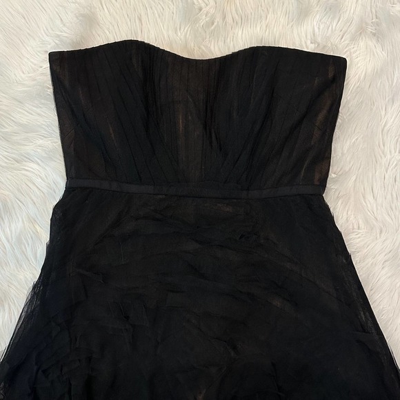 Marchesa Notte Strapless Textured Tulle Gown Corset Formal Black Tie Dress Black - Picture 7 of 16